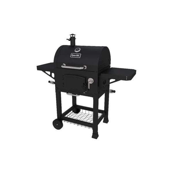 Charcoal Grill with Steel Smoke Stack and Heavy Duty Carbon Steel Door