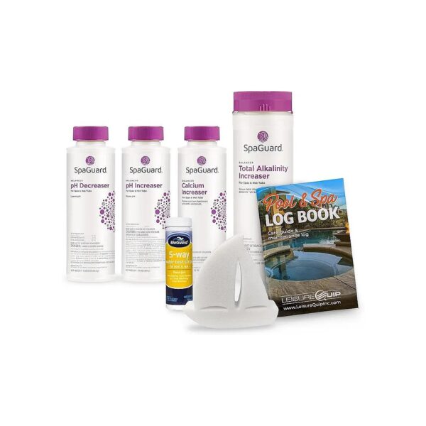 Chemical Balancer Kit for Hot Tubs and Pools with Test Strips and Care Log Book