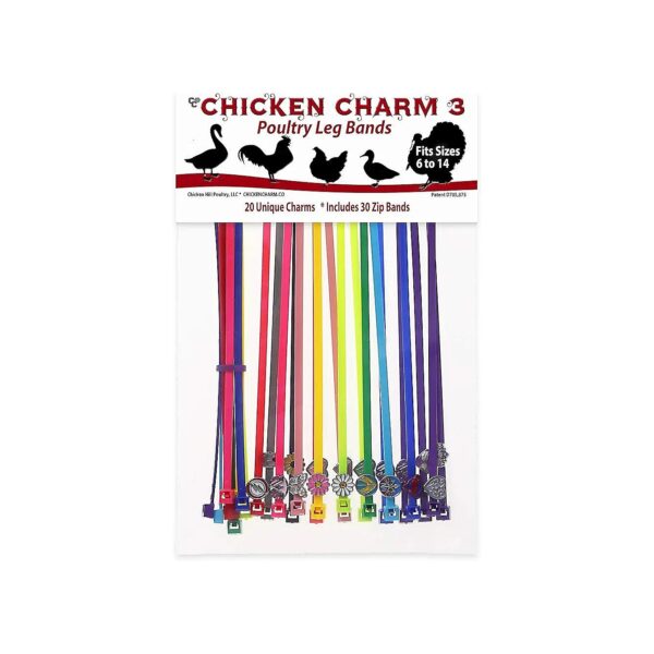 Chicken Charm Poultry Leg Bands with 3 Sets of 6 Charms