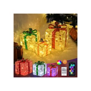 Christmas Gift Box Set with Multiple Light Modes and Sizes