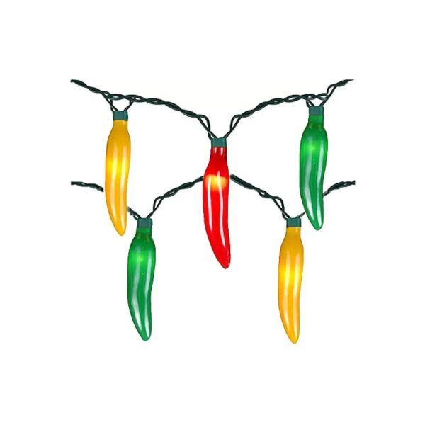 Christmas Multicolor Chili Pepper String Lights with 35 Mini Warm White Lights