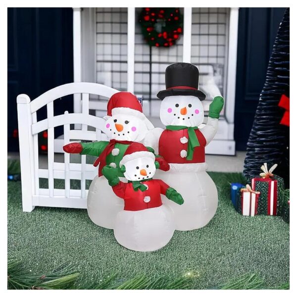 Christmas Outdoor Decoration 5FT Inflatable Snowman Family LED Lights Green Yard Garden