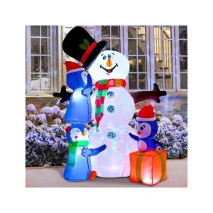 Christmas Yard Decorations featuring 6FT Inflatable Snowman and Penguin with LED Lights