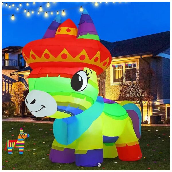 Cinco De Mayo Inflatable Horse Decoration with Mobile LED Lights for Nighttime Display