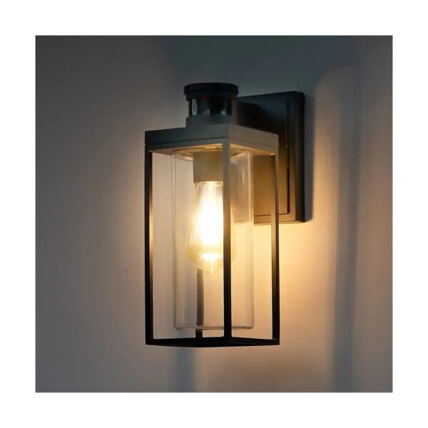 Classic Black Outdoor Wall Mount Lantern with E26 Bulb Compatibility and Motion Sensor