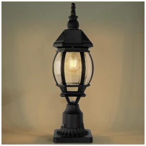 Classic Black Solar Powered Aluminium Post Light with E26 Bulb and IP65 Waterproof Design