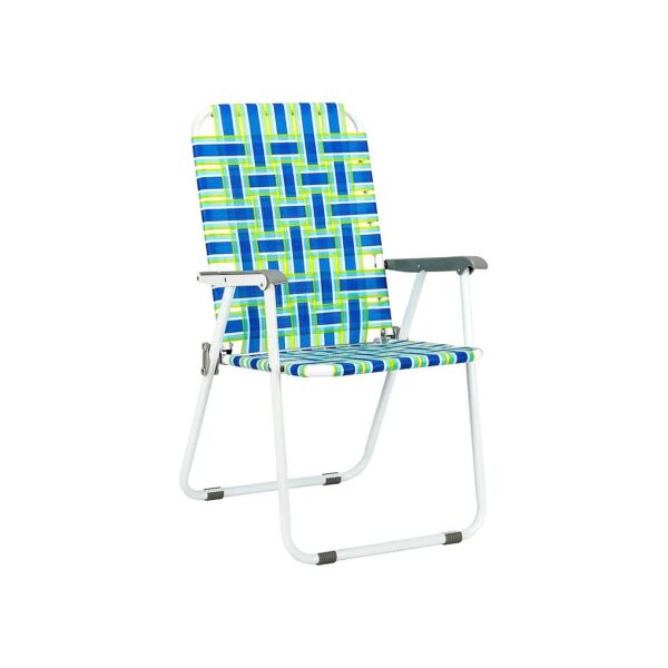 Classic Blue Folding Lawn Chair for Family Beach Trips and Camping