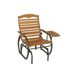 Classic Bronze Finish Garden Glider Chair with Tilt-and-Turn Tray