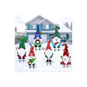 Classic Christmas Metal Gnome Yard Signs for Lawn Garden Decor