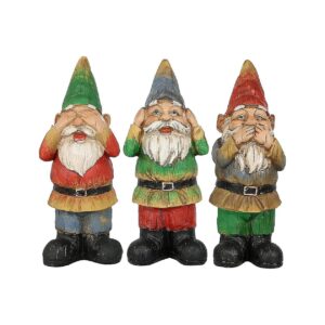 Classic Garden Gnome Set Hear No Evil Speak No Evil See No Evil Outdoor Statues