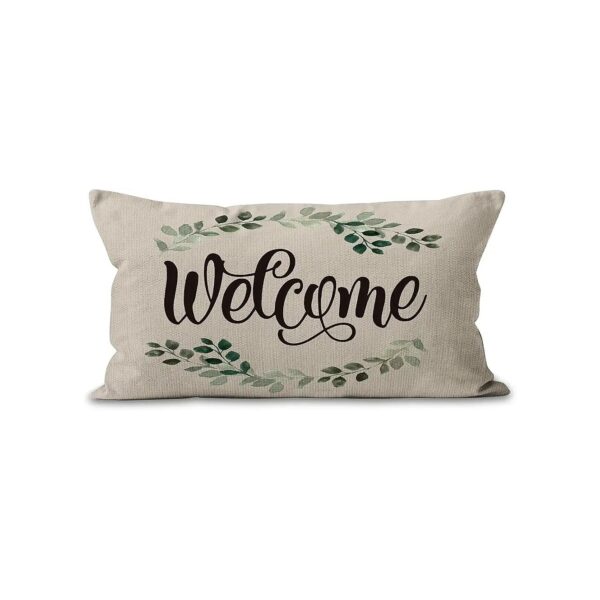 Classic Letter Print Decoration Pillow Cover 20x12 inches Cotton Linen