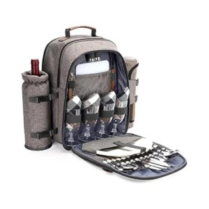 Classic Picnic Backpack Set with Picnic Bag, Waterproof Pouch, Insulated Bottle Holder