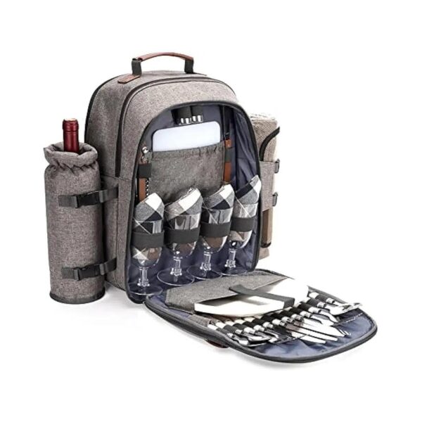 Classic Picnic Backpack Set with Picnic Bag, Waterproof Pouch, Insulated Bottle Holder