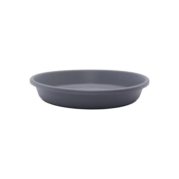 Classic Round Saucer in Warm Gray Color for Indoor and Outdoor Use with Planter