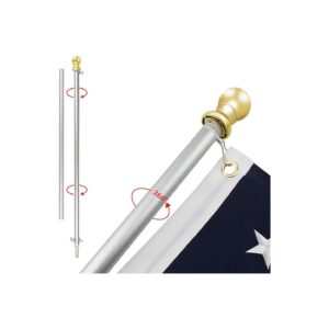 Classic Silver 6ft Flagpole with Free-Spin Design and 1" Diameter for Easy Flag Flapping