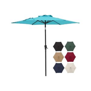 Classic Turquoise Patio Umbrella with 6 Ribs and Crank-Style Opening