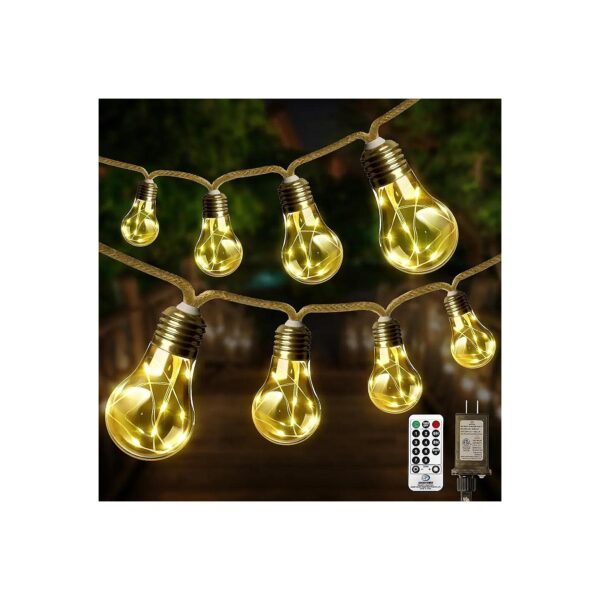 Classic Vintage Hemp Rope Outdoor String Lights with 8 Modes and Remote Control