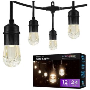 Classic White Light Only Outdoor String Lights, 24ft Black Cord, Acrylic Bulbs, Linkable