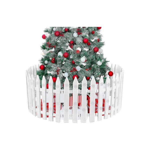 Classic White Plastic Picket Fence for Pets and Kids Christmas Tree