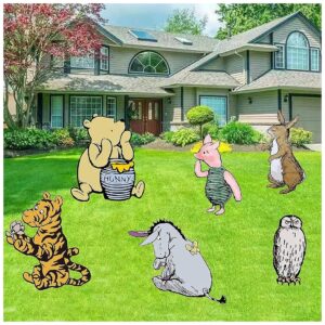 Classic Winnie the Poo Party Decor Signs 6Pcs Set for Outdoor Yard Lawn