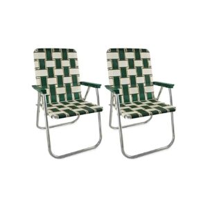 Classic-Style Folding Chairs with Green Arms and Lightweight Aluminum Frame