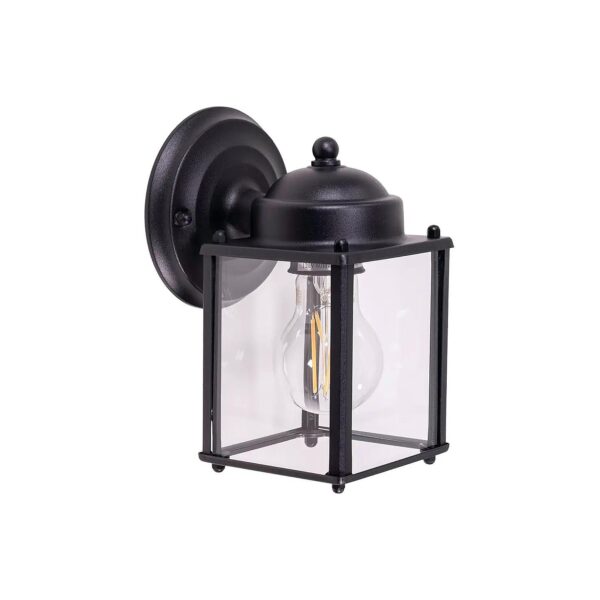 Clear Glass Durable Black Finish Outdoor Square Coach Light with E26 Medium Base Socket