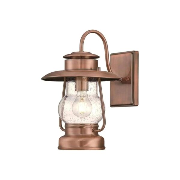 Clear Seeded Glass Copper Finish One-Light Outdoor Wall Lantern