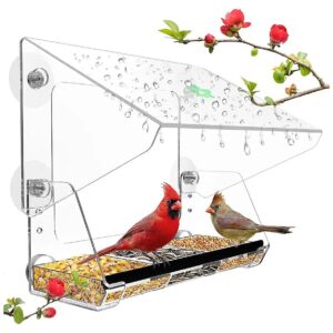 Clear Window Bird Feeder with Suction Cups and Bird Seed Tray for Outdoor Use