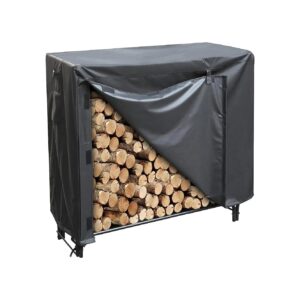 Collapsible Oxford Fabric Firewood Log Rack Cover for Outdoor Storage Black 24x48x42