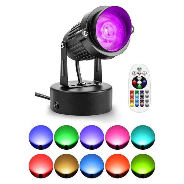 Color Changing 10W LED Spotlight Uplighting with Remote Control and Switch