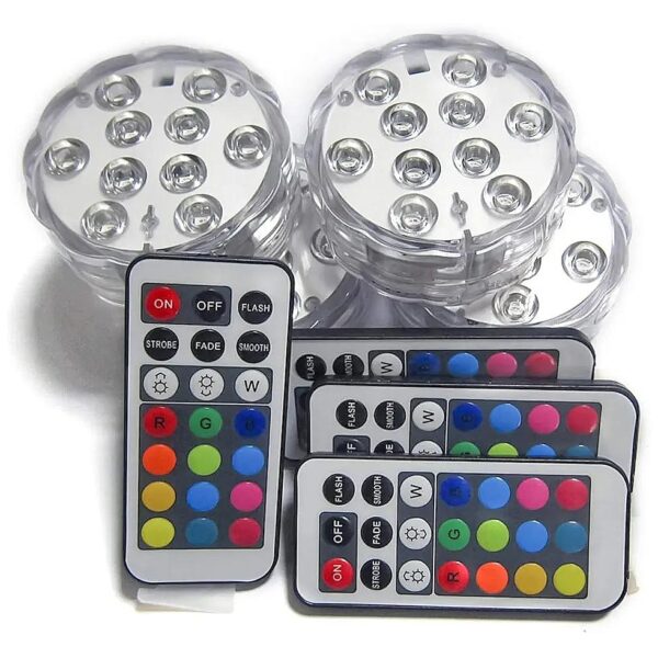 Color LED Submersible Lights with IR Remote Control for Pool or Bathtub Decorations