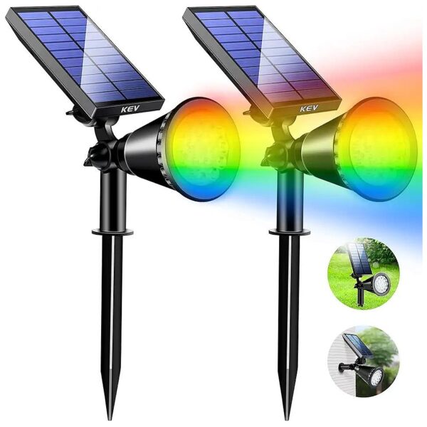 Color-Changing Solar Spotlights with 18 LEDs and 2 Pack Design