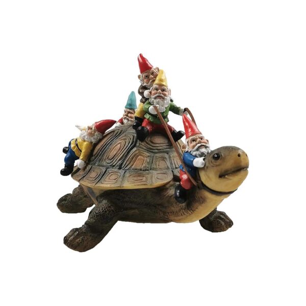 Colorful Gnome and Turtle Resin Figurine Yard Art Outdoor Garden Decoration