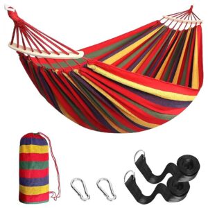 Comfortable Cotton Hammock with Spreader Bar for Outdoor Indoor Patio Backyard Relaxation