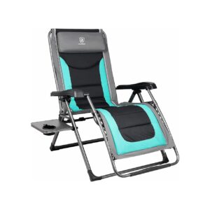 Comfortable Green Padded Back Lounger Chair with Adjustable Headrest Support