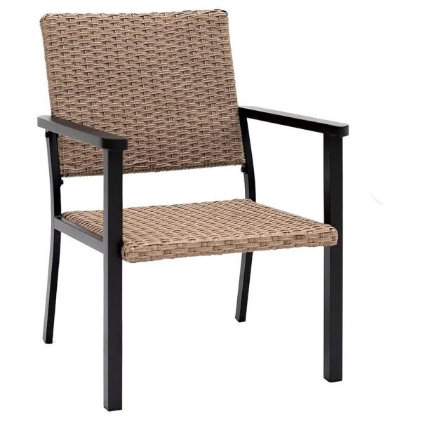 Comfortable Metal Frame Wicker Patio Lounge Chair for Outdoor Use with Natural Finish