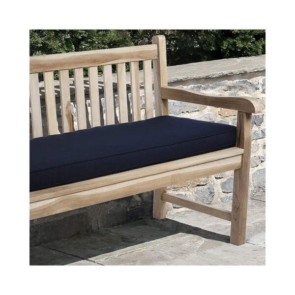 Comfortable Navy Canvas Bench Cushion with Sunbrella Fabric and Supportive Traupedic Foam