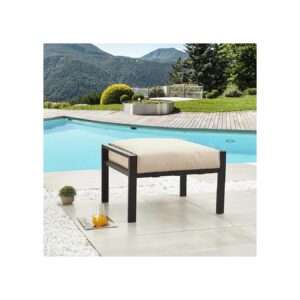 Comfortable Outdoor Ottoman Patio Footstool with Soft Thick Cushion and Sturdy Frame