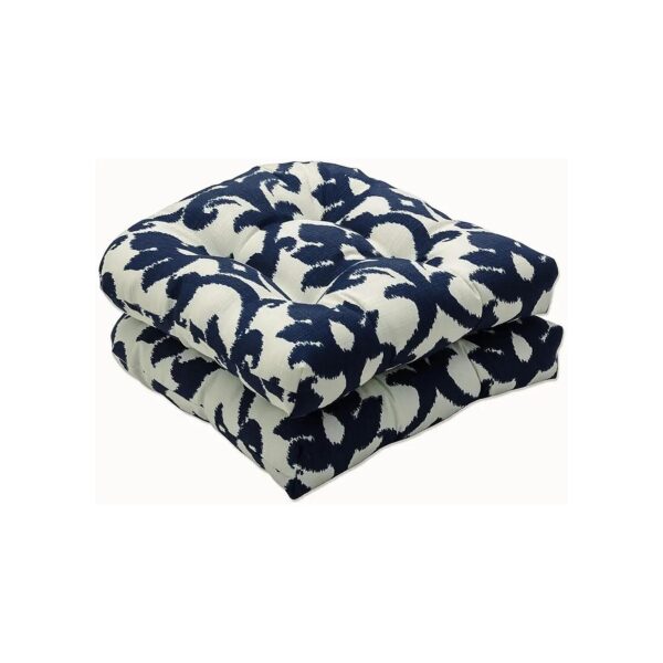 Comfortable Recliner and Patio Chair Seat Cushions with Tufted Design Blue White Basalto