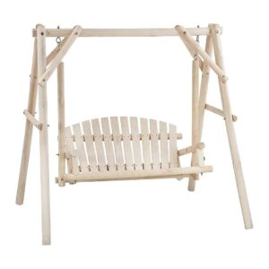 Comfortable Wood Bench Swing Stand with A-Frame Design for Backyard Relaxation