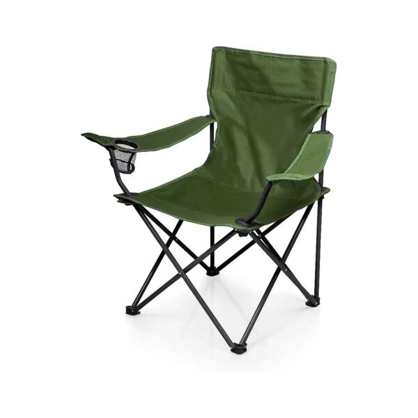 Comfy Picnic and Beach Chair with Long Armrests and Mesh Cup Holder