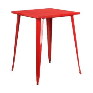 Commercial Grade 5 Square Red Metal Table Bar Height