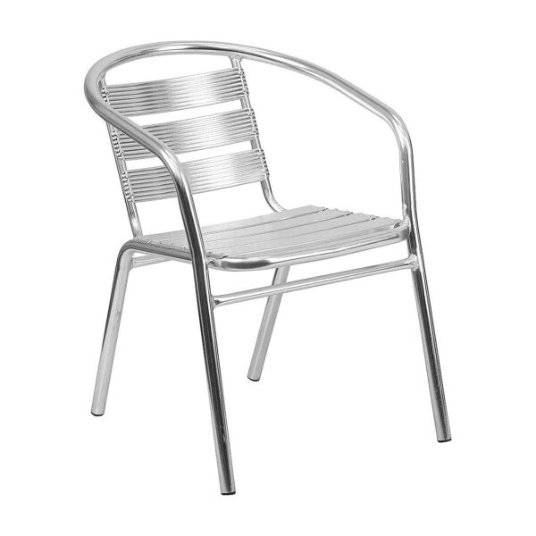 Commercial Grade Aluminum Stack Chair with Triple Slat Back for Cafes