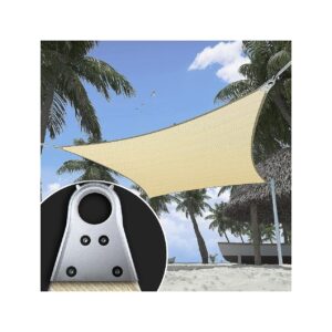 Commercial Grade Beige Sun Shade Sail 12'x16' with 3-Year Warranty and Durable Fabric