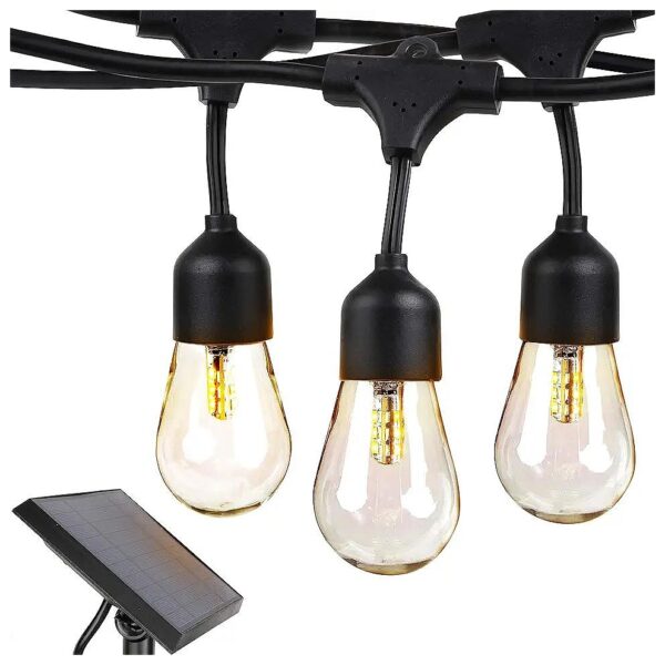 Commercial Grade Solar Powered String Lights with Waterproof and Shatterproof Bulbs