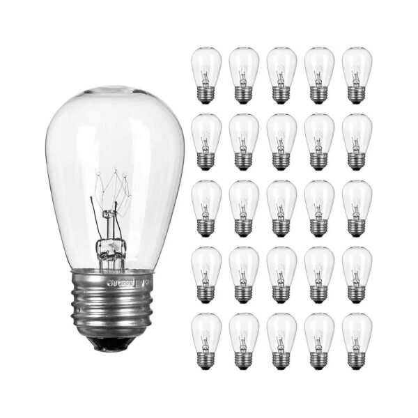 Commercial Outdoor String Light Replacement Bulbs Clear Glass S14 E26 Medium Base 11 Watt