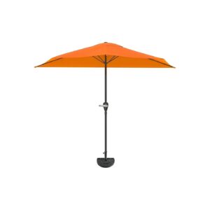 Compact 9ft Half Canopy Patio Umbrella with Crank Handle for Small Outdoor Spaces