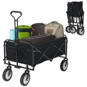 Compact Black Metal Collapsible Wagon for Carrying Heavy or Bulky Items in Style