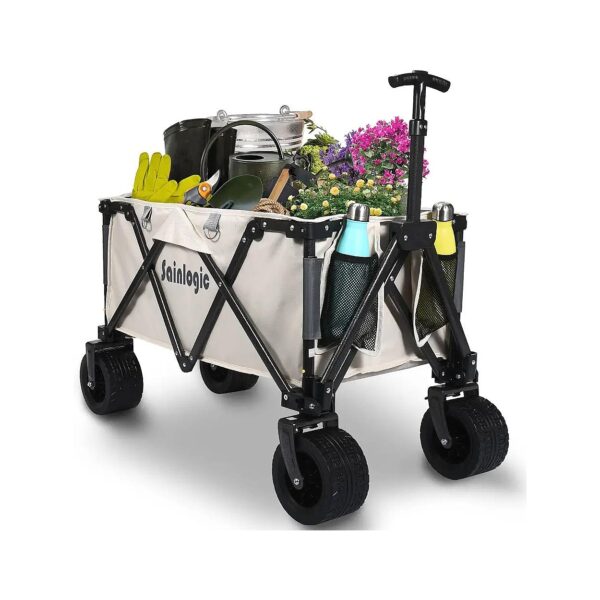 Compact Foldable Wagon with Adjustable Handles and Double Brake for Easy Transportation