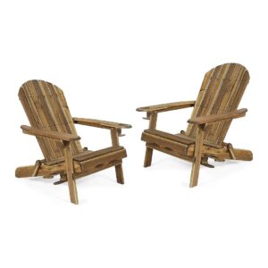 Compact Folding Adirondack Chairs Set of 2 with Acacia Wood and Traditional Design